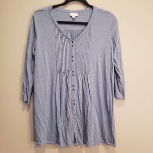 J. Jill blue button down blouse 3/4 length sleeves Size Small